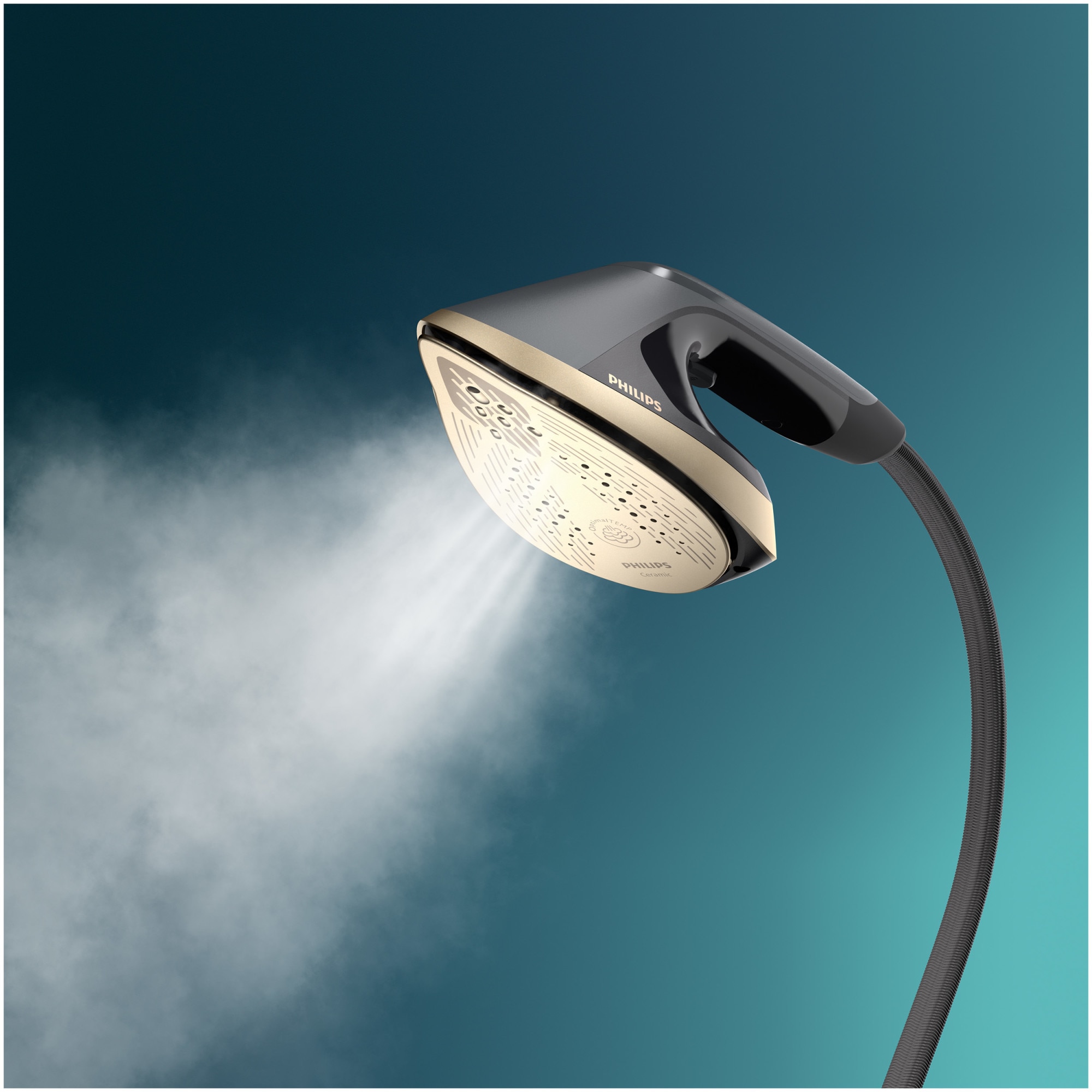 Aparat de calcat vertical Philips all-in-one Seria 8500, 2200W, debit de abur continuu de 90g/min, 6 bari, 2 setari pentru intensitatea aburului (Eco si Max), rezervor de apa detasabil de 1.2L, optimalTEMP, placa de calcat cu reglaj in mai multe unghiuri