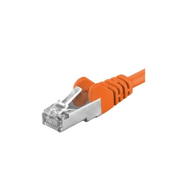 Пачкорд кабел SFTP RJ45-RJ45 Cat.6A, 0.25m, оранжев, изцяло меден, 26AWG