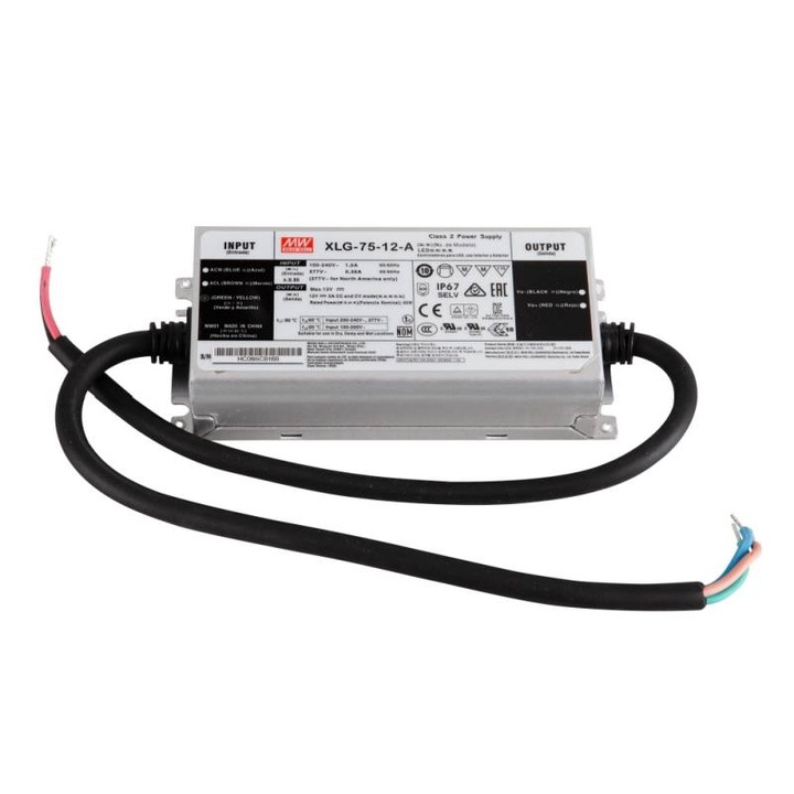 Sursa 12V-5A, Mean Well XLG-75-12-A, IP67