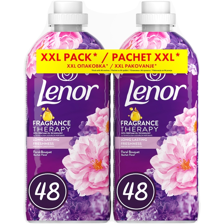 Пакет Омекотител Lenor Floral Bouquet & Note of Musk, 2 x 48 пранета, 2 x 1,2 л