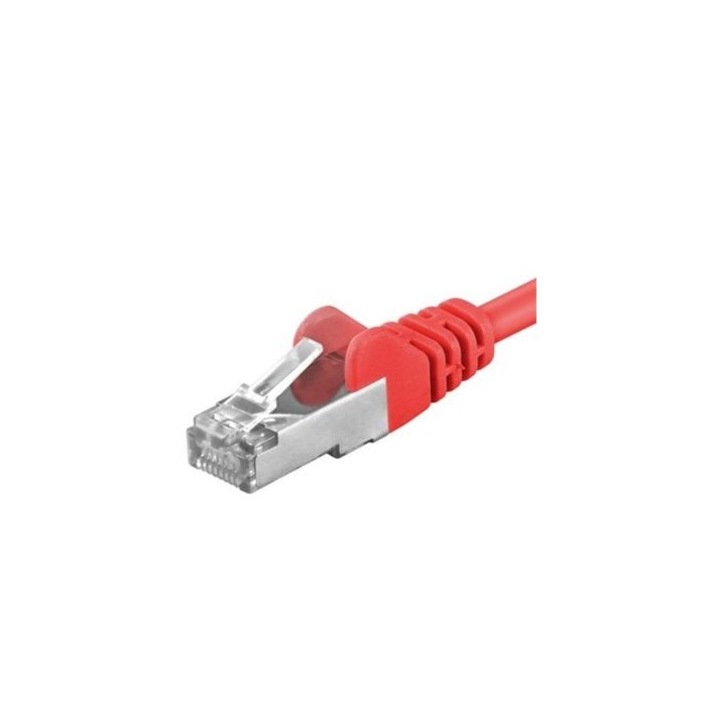 Пачкорд кабел SFTP RJ45-RJ45 Cat.6A, 0.25m, червен, изцяло меден, 26AWG