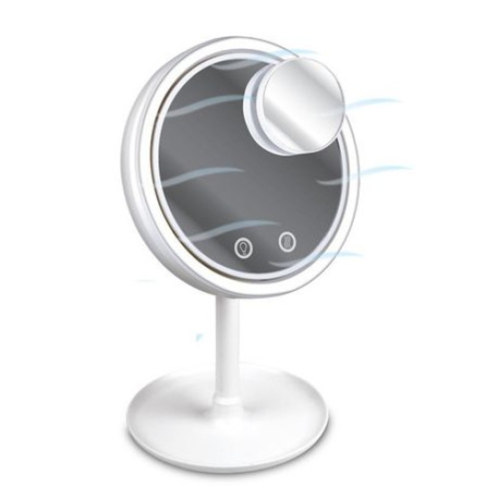 Digital One SP00689 hiúsági tükör, sminkhez, ventilátorral, LED háttérvilágítással és kis nagyító tükörrel
