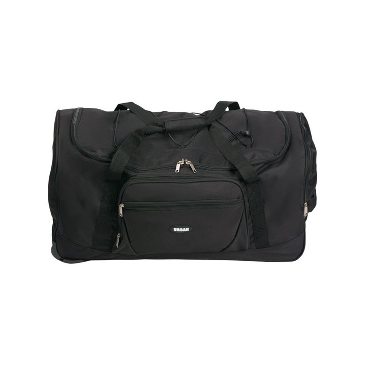 Сак Urban, До 15 кг, Дръжка, Презрамка, Колела, Полиестер, Пластмаса, 71х34х36 см, Черен