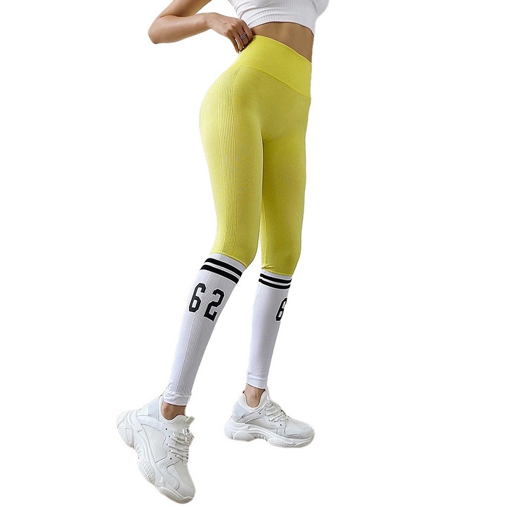 Magas derekú Fitness legging WCLNT2450, Sárga