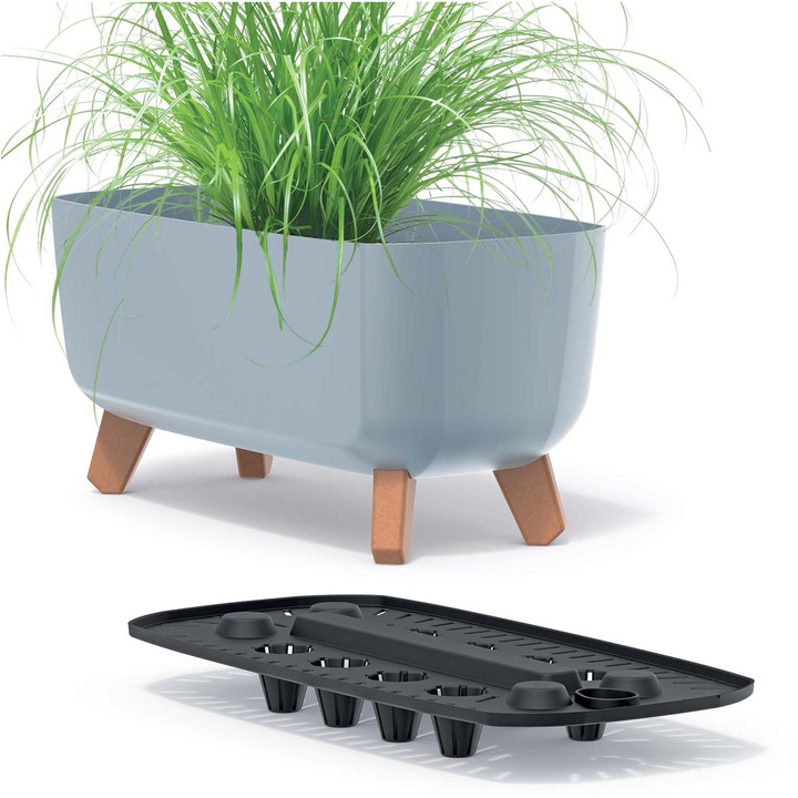 Ghiveci Decorativ Pentru Flori Cu Picioare Detasabile, Prosperplast, Gracia Case, Plastik, Gri, 39 Cm