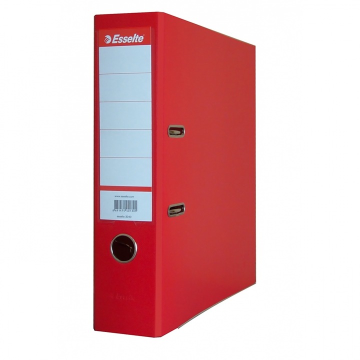 Класьор Esselte Vivida A4, 7.5 см, РР, мет. кант, сменяем етикет, червен