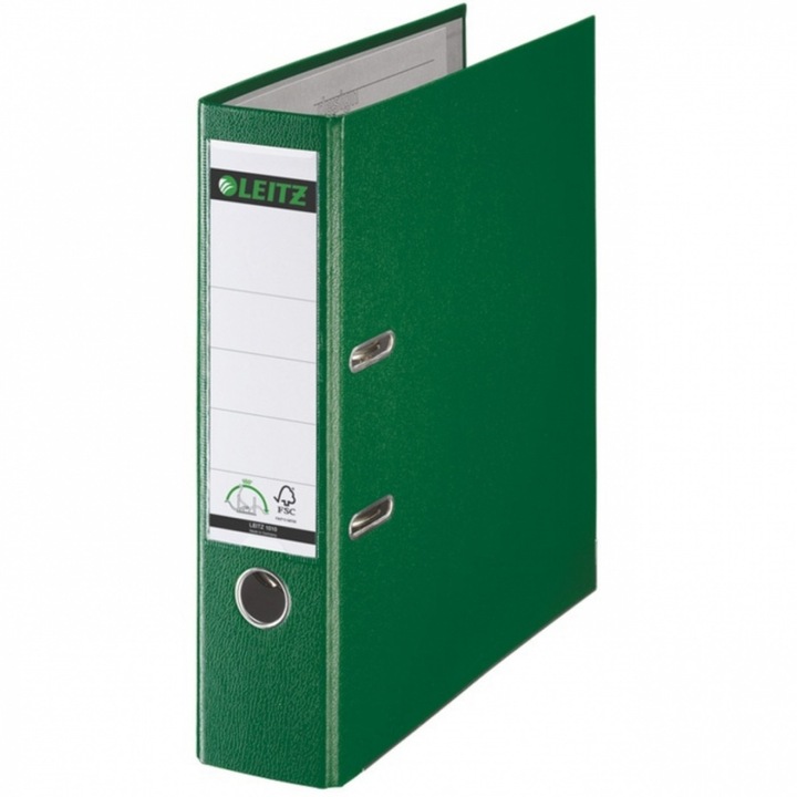 Класьор LEITZ 180° А4, 8 см, PP, метален кант, сменяем етикет, зелен