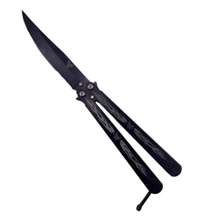 Briceag Fluture, Butterfly, Balisong, 22 cm, Model Flacari, Negru, Dalimag