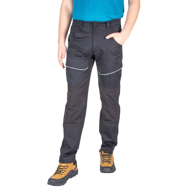 Защитни еластични работни панталони, Черен, S