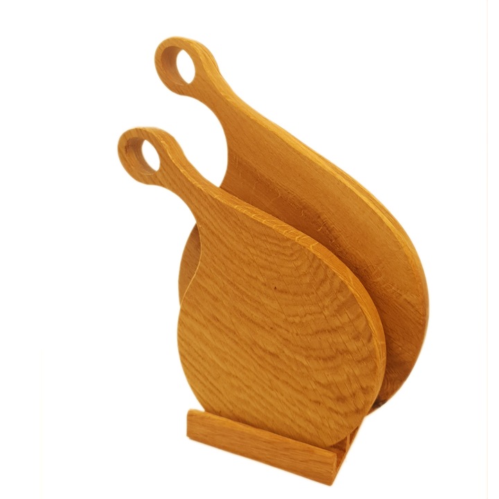 Set de 2 tocatoare de bucatarie Mic si Mediu cu maner si suport din lemn de stejar Romanesc