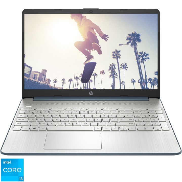 Laptop HP 15s-fq5033nq cu procesor Intel® Core™ i3-1215U pana la 4.40 GHz, 15.6", Full HD, 16GB DDR4, 512GB SSD, Intel® UHD Graphics, Free DOS, Spruce Blue