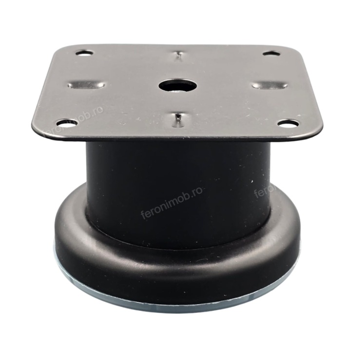 Picior Ajustabil Rotund din Otel D50mm, H50mm, Finisaj Negru