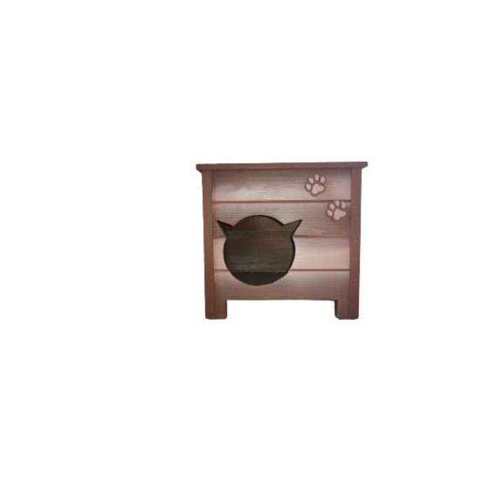 Casuta pentru pisici, Lemn, 42 x 42 x 42 cm, Maro