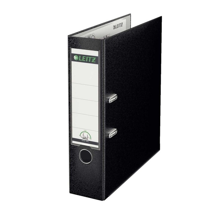 Класьор LEITZ 180° А4, 8 см, PP, метален кант, сменяем етикет, черен