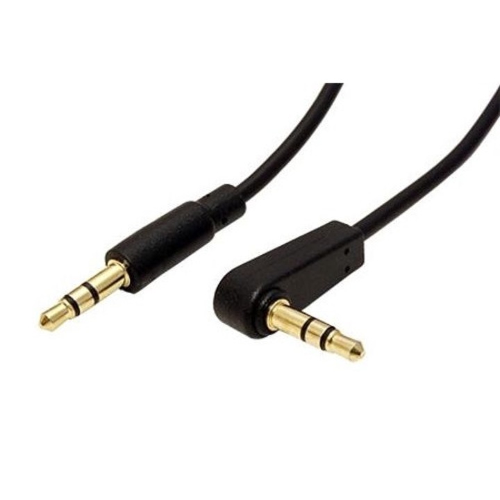 Cablu audio, Jack, Plastic, 1.5 m, Negru