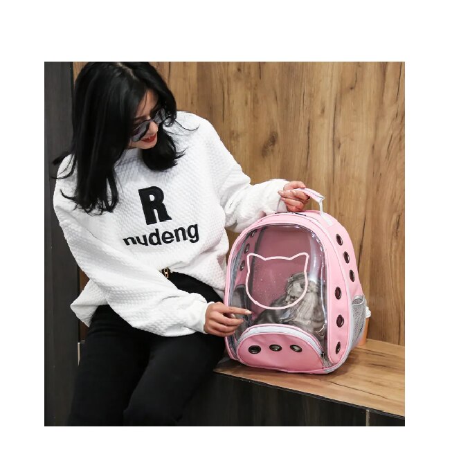 Rucsac transport animale de companie Pisica Catel, Roz, Tip Ghiozdan cu ...