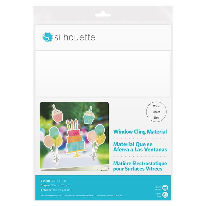 Печатно фолио за прозорец, SILHOUETTE, бяло, Комплект от 5 листа