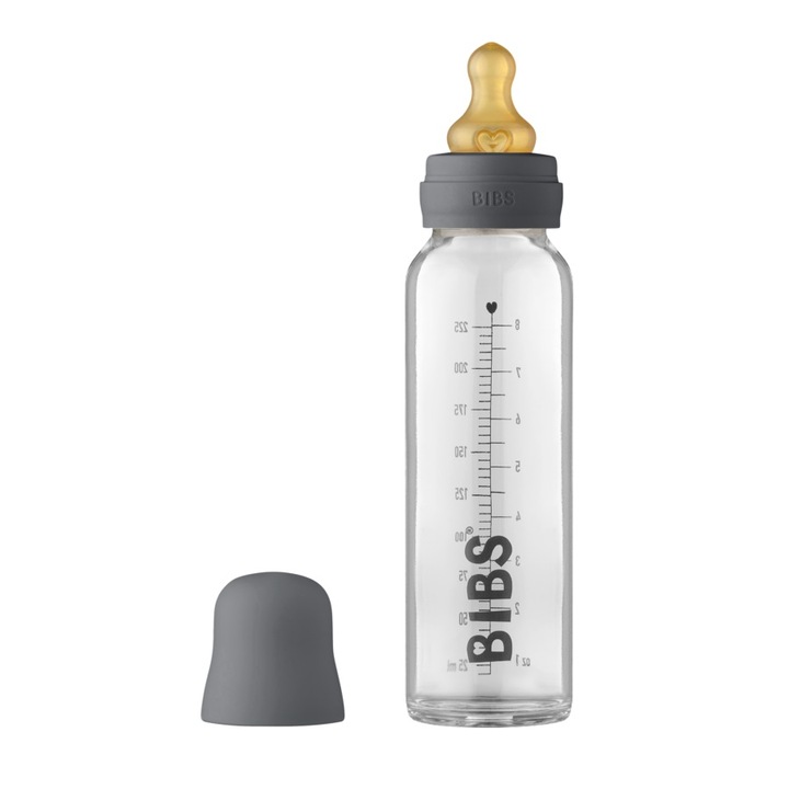 Biberon anti-colici BIBS, din sticla borosilicata, 225 ml, Iron