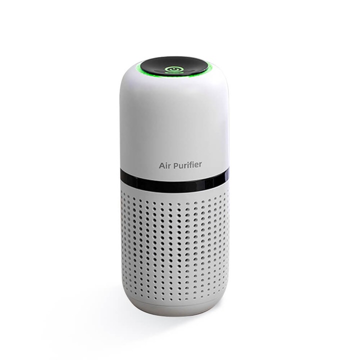 Légtisztító, Autóhoz, HEPA szűrő, Akkumulátor 800mAh, UV Sterilizálás, Fehér