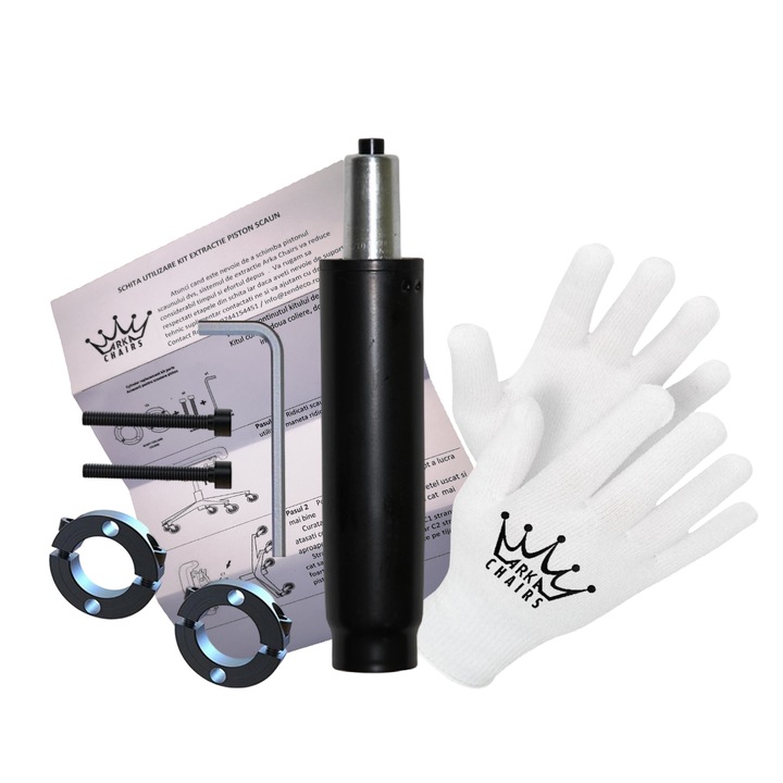 Kit profesional de extractie cu cilindru piston Arka Chairs 125 Kg, clasa 3 Profesional P3-C100 mm, corp 195 mm extensie 100mm