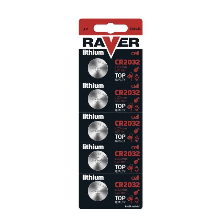 Baterie litiu Raver CR2032, blister 5 bucati