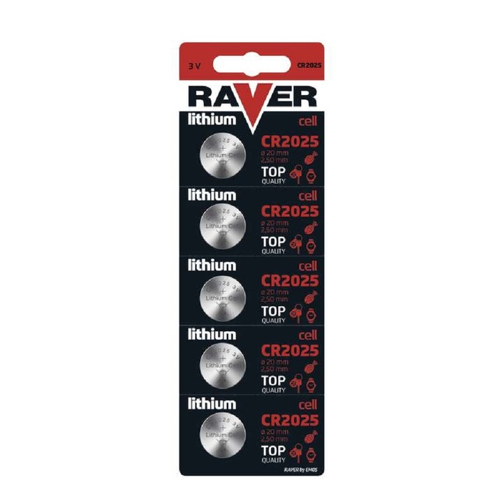 Baterie litiu Raver CR2025, blister 5 bucati