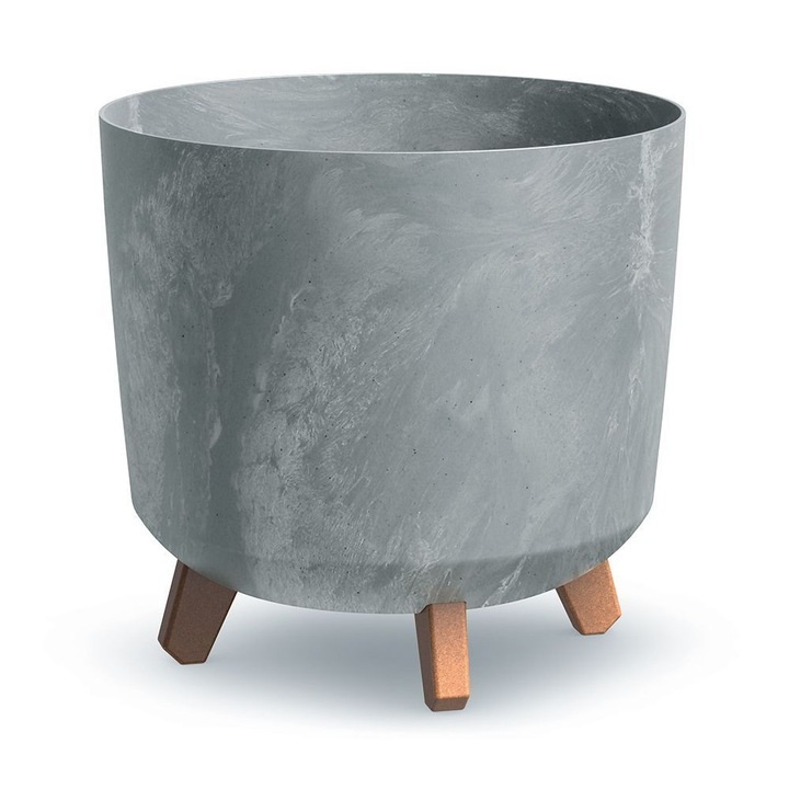 Gracia Tubus virágcserép, Prosperplast, Műanyag, Cement hatás, 29,8 x 28,5 cm, Szürke