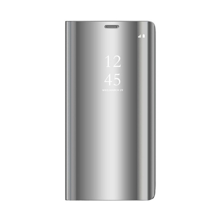 Калъф Smart Clear View, съвместим с Samsung Galaxy A14 5G, сребрист