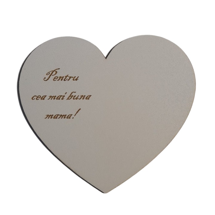 Martisor, Baza magnet frigider, Inima Pentru cea mai buna mama, Alb lucios, 9 cm