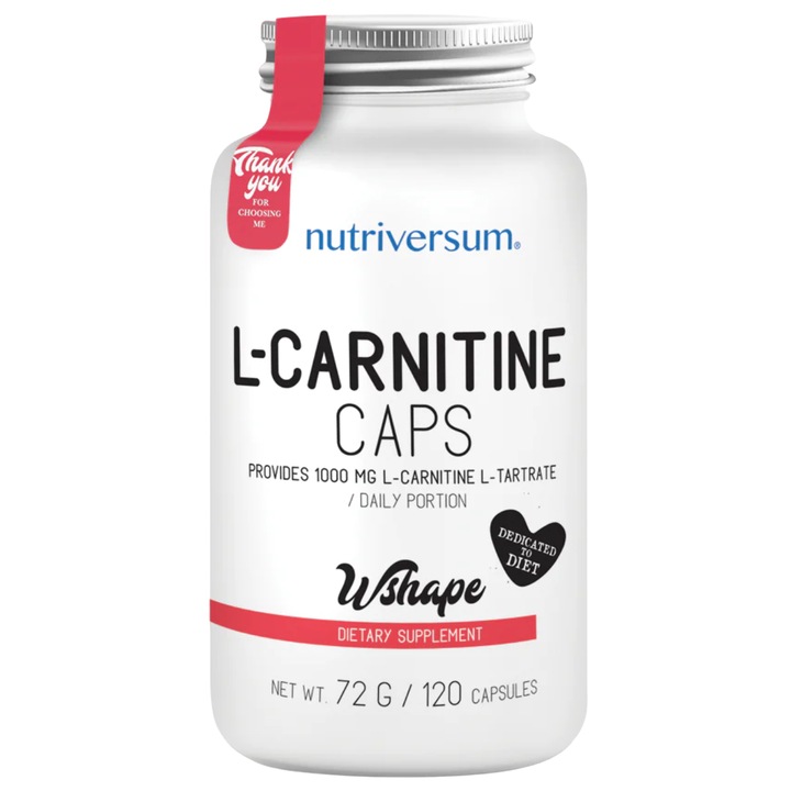 Supliment alimentar, WShape Capsule de L-carnitina, Nutriversum, 120 capsule