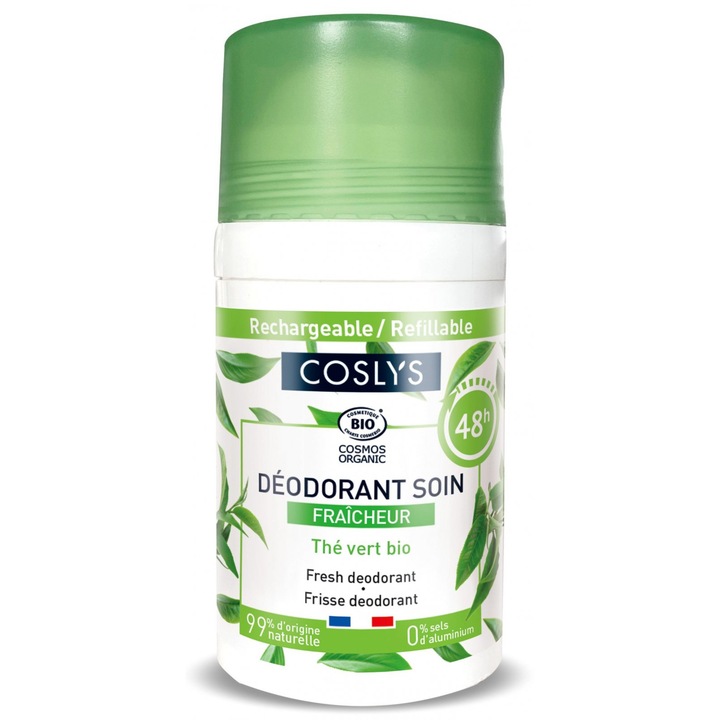 Deodorant BIO proaspat cu parfum de ceai verde si menta Coslys, 50 ml