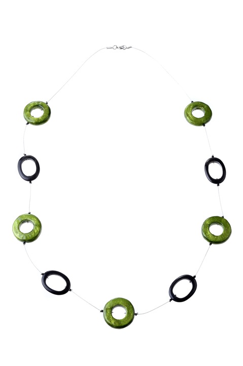 Colier, Gloria Maris Handmade, 84965 Verde/Negru, 105 cm