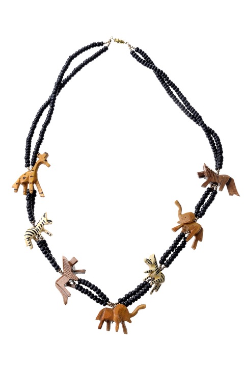 Colier, Gloria Maris Handmade, Wood exotic 45253 Maro/Negru, 72 cm