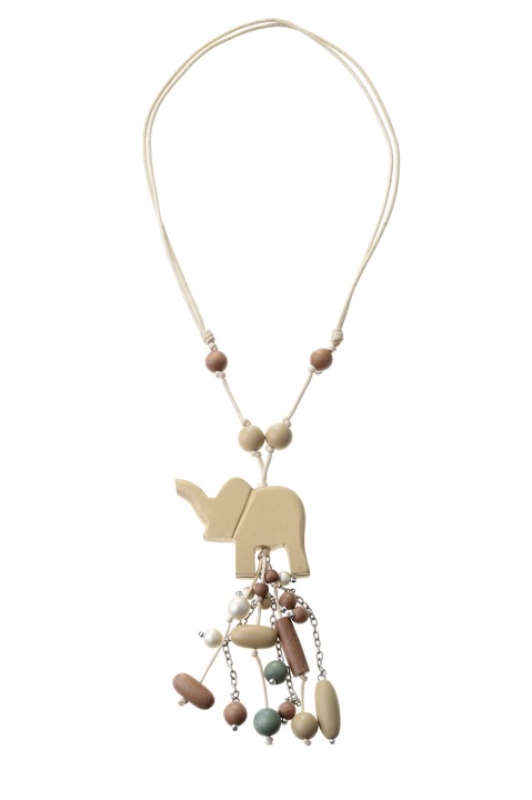 Colier, Gloria Maris Handmade, Wood exotic 03562 Bej, Reglabila