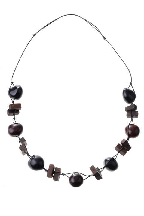 Colier, Gloria Maris Handmade, Wood exotic 060134 Negru/Maro, Reglabila