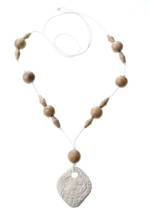 Colier, Gloria Maris Handmade, Wood exotic 99456 Maro/Alb, 120 cm