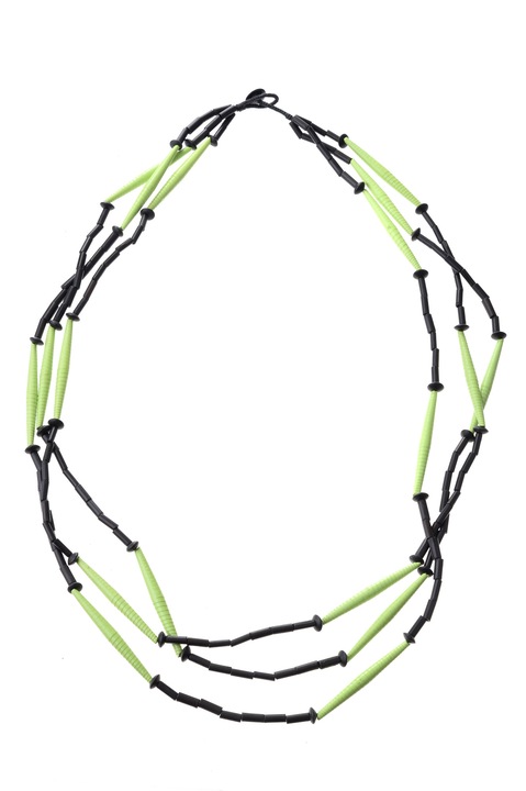 Colier, Gloria Maris Handmade, Wood de cocos, 9456 Negru/Verde lime, 100 cm