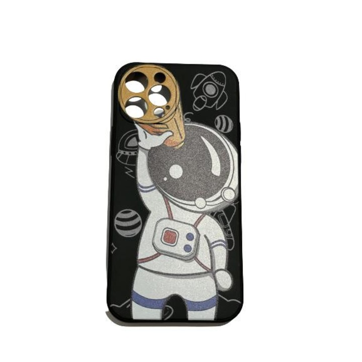 Защитен калъф, съвместим с iPhone 13Pro Max с противоплъзгащ модел Astronaut, микрофибър отвътре, за безжично зареждане
