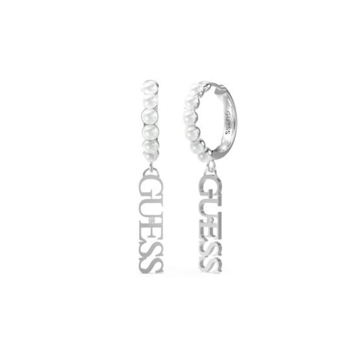 Cercei Guess Underwater Love rotunzi cu cristal si perle JUBE02264JWRHT-U, Argintiu