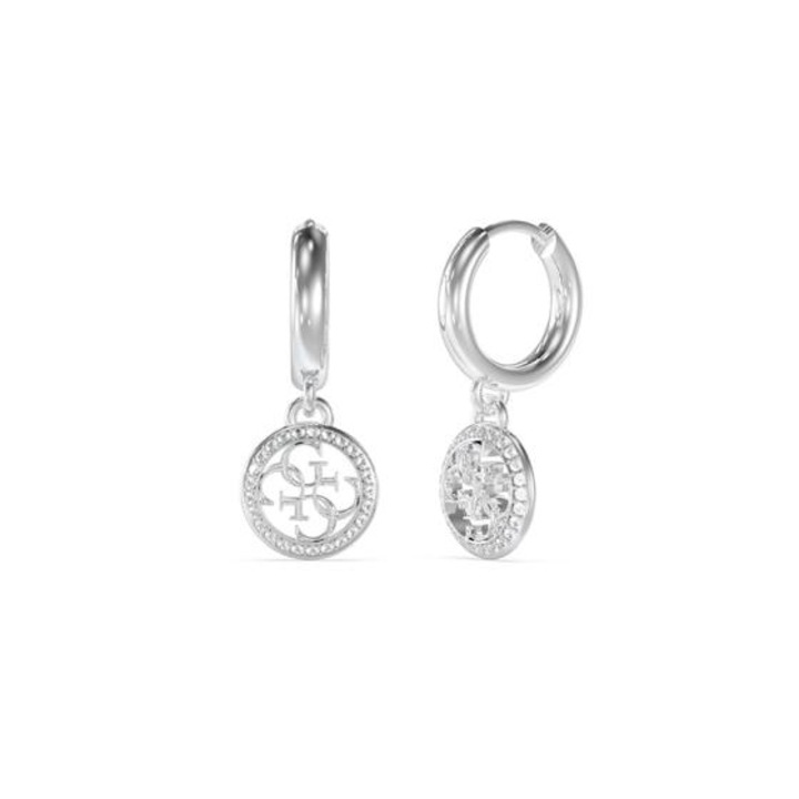 Cercei Guess Life in 4G rotunzi cu cristale JUBE02135JWRHT-U, Argintiu