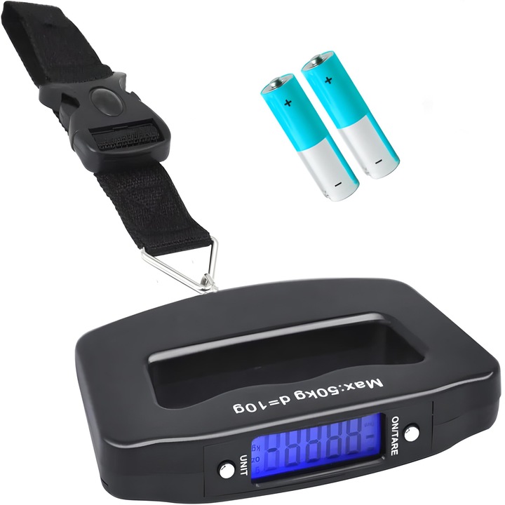 Cantar electronic de Mana, Portabil, Maxim 50 kg, Display Iluminat, Negru