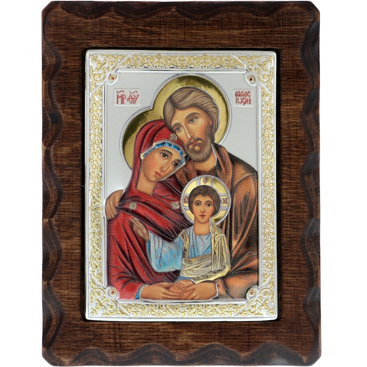 Szent Család ikon fa keret 15cm