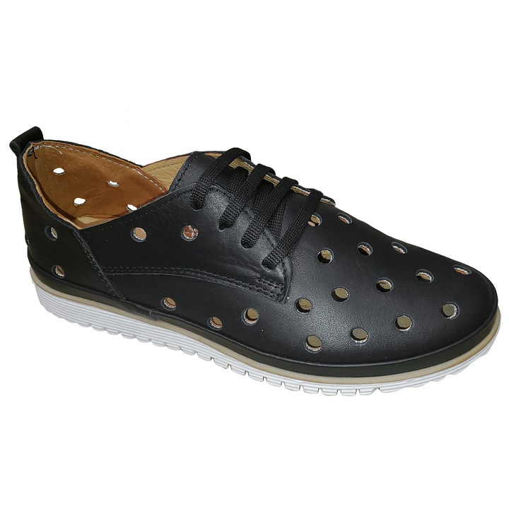 Pantofi dama de vara din piele naturala, Negru