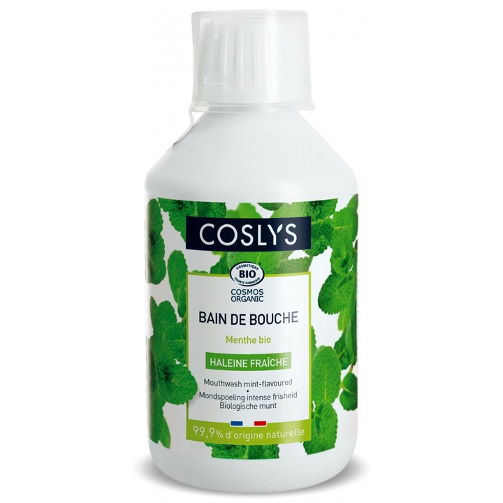 Apa de gura BIO ingrijire si respiratie proaspata, cu menta Coslys, 250 ml