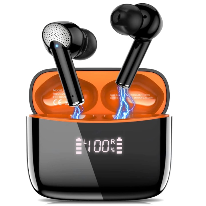 Casca handsfree, JESWO, Bluetooth 5.3, 10m, Reducere zgomot, Negru