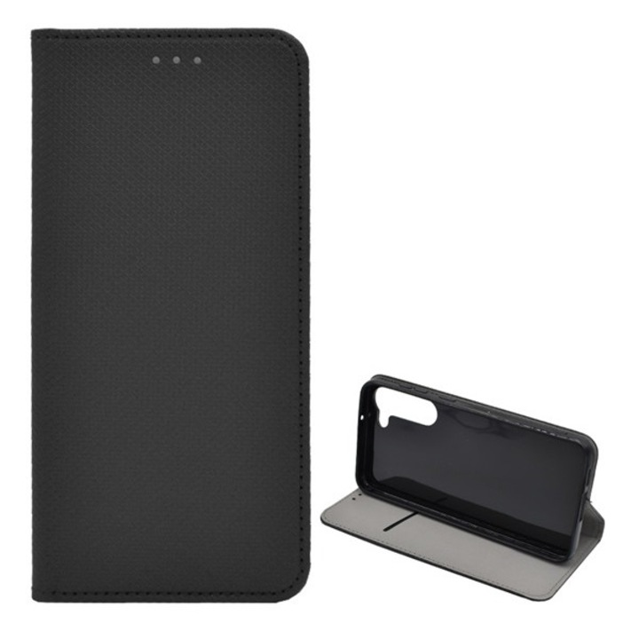 Tok álló, bőr hatású (FLIP, oldalra nyíló, asztali tartó funkció, rombusz minta) FEKETE Samsung Galaxy S23 Plus (SM-S916)