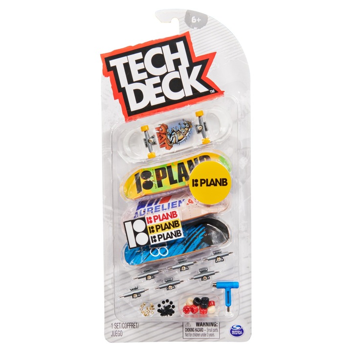 Tech Deck Fingerboard PlanB ujj gördeszka készlet, 4 db, 9.6 cm