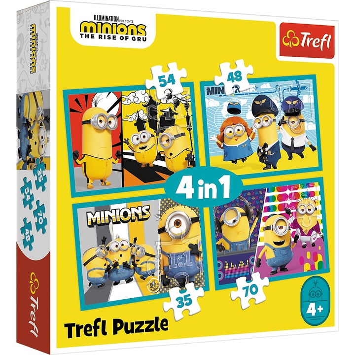 Trefl puzzle 4 az 1-ben, Minions, Happy world of minions, 35/48/54/70 darab