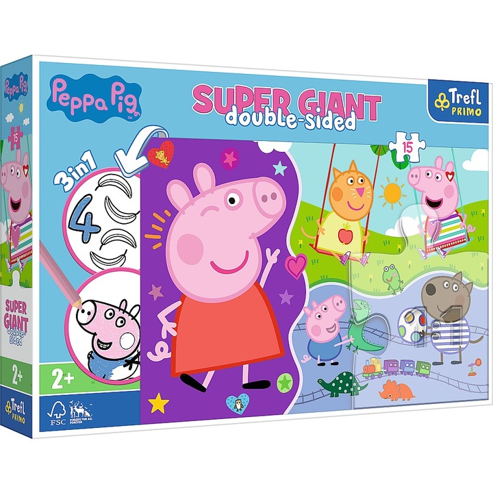 Пъзел Trefl Primo Super Giant, Peppa Pig, 15 части
