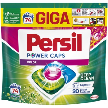 Detergent de rufe capsule Persil Power Caps Color, 74 spalari